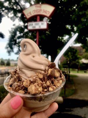 Chocolate ice cream and Reese's