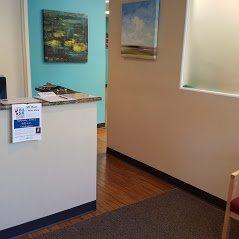 Waiting area, Front desk to the left.