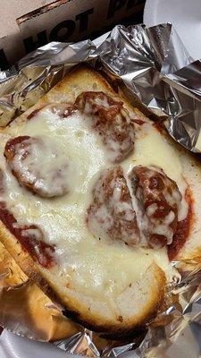 Meatball sandwich with cheese