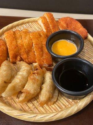 Chicken Cutlet and Fried Dumplings