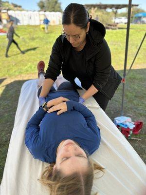 April providing some much needed relief to a finisher of Sean O'Brien Trail Races.