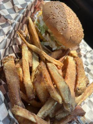 Cheeseburger and fries