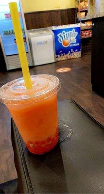 Strawberry Fruit Tea, raspberry boba