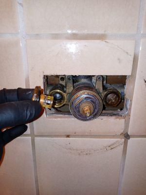 Replacing shower stops for a customer last week in Austin