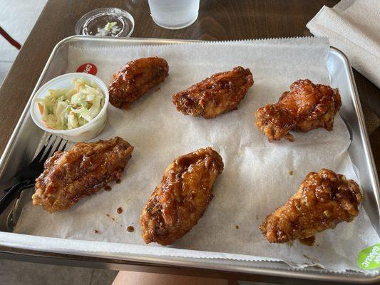 Small Spicy & Soy Garlic Wings with Coleslaw