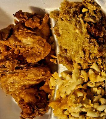 Fried chicken, Dressing, & Mac-n-cheese