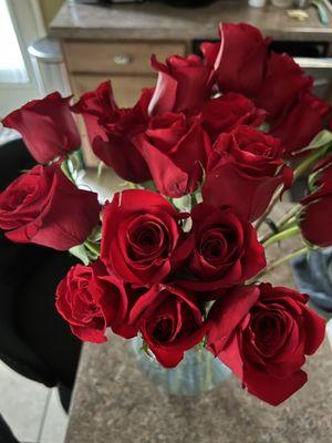 These red Roses that I was given after they messed up my original roses which were all dead once I got them