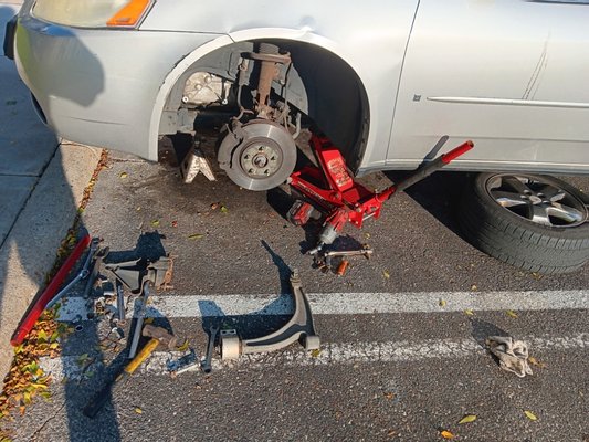 Suspension and steering replacement Control arm stabilizer links remove and replace.