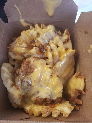 Chilli cheese waffle fries