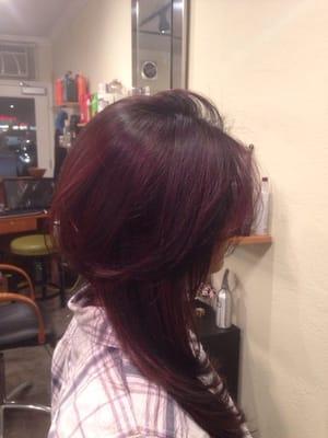 Chestnut red ombrace  from dark and gray hair