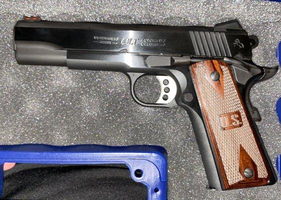 Colt 1911 Government Competition .45 ACP 70 Series (After with retro military style grips)