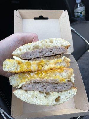 Sausage egg n cheese breakfast sando...photo by @phil_eatsfood