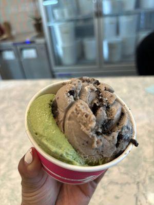 Matcha and stuffed Oreo