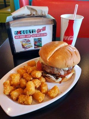 Island burger and tots.