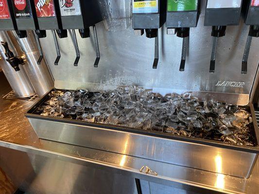 Ice tray was overfilled and unattended during our meal and about an hour meal.