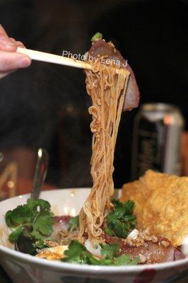 Ba Mee ($16.95) - egg noodle, roasted pork, hard boiled egg, ground pork. Soup on the side. Sweeter than expected.