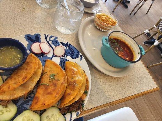 Tacos de Birras and rice