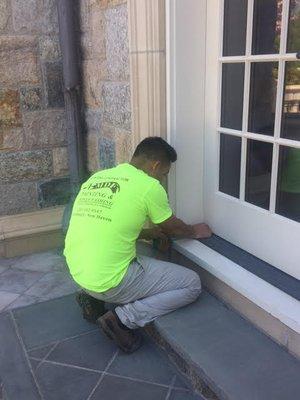 Exterior painting project after power washing ensure this fresh coat of paint will last longer.