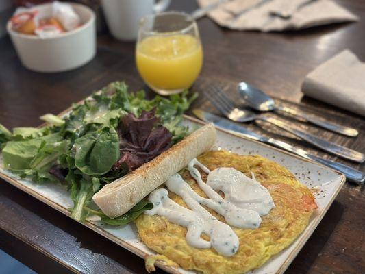 Smoked Salmon and roasted veg frittata