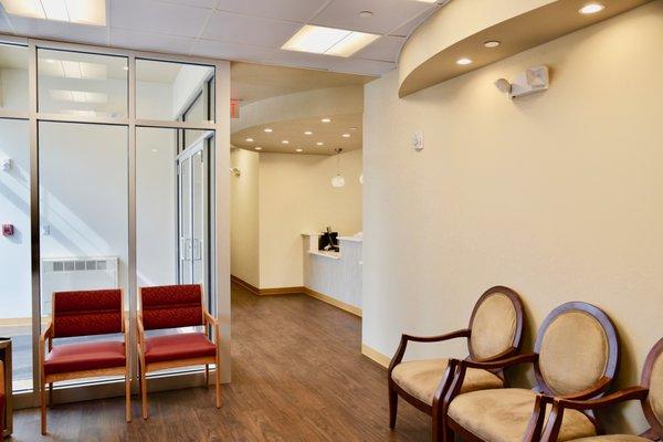 Inside Riverside Dental's waiting lounge.