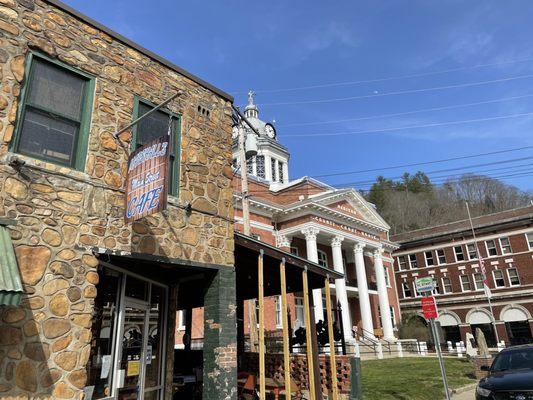 Marshal's historic County Courthouse next to Main St. Cafe