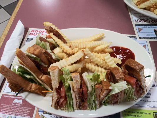 My BLT with Cheese and fries