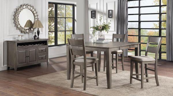 Solid Mango Wood Pub Table set in a Gray Finish