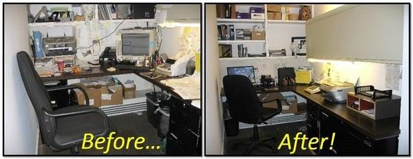 Re-freshened desk/office nook - before and after!