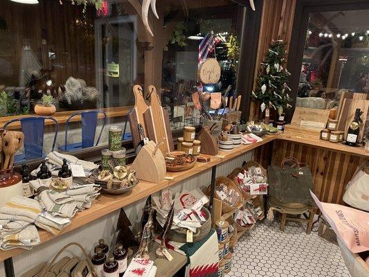 Kitchen where, Christmas ornaments, etc.