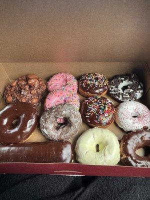 Chocolate Bar, Apple Fritter, Chocolate Frosted Old Fashioned, Oreo, peppermint, egg nog