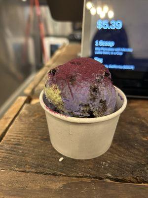 Ube pancake and matcha ice cream