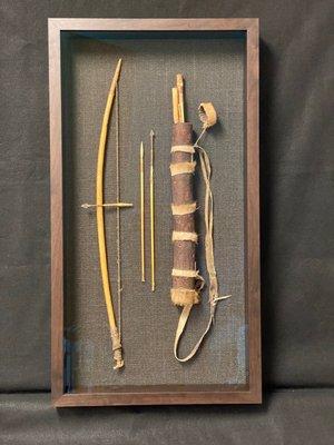 Hardwood Shadowbox with artifacts from Africa