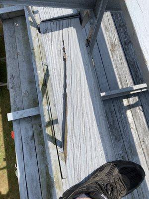 This is a photo showing the condition of the Top Row of the Bleachers.