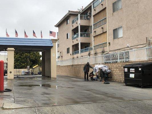 There are now several homeless people living within the walls of this car wash.