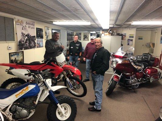 Chumming around with other riders. Upstairs museum