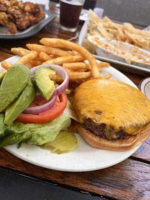 Cheeseburger with avocado