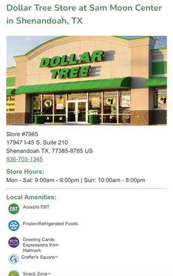 Store address and hours