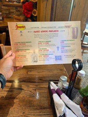 Margarita menu