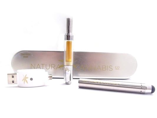 NATURAL CANNABIS COMPANY GLASS PEN - comes with a pre-filled cartridge containing 1/2 of a gram of Natural CO-2 oil.