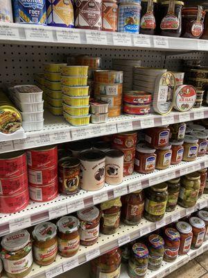 Jams, pickles, canned fish, caviar