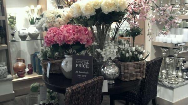 Pottery Barn, spring silk flower display