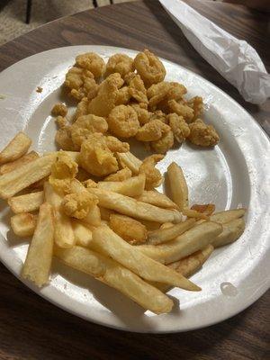 Fried shrimp kids meal