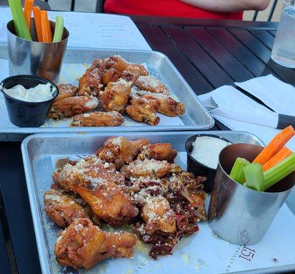 Garlic Parm wings (top), Italian Style Wings.