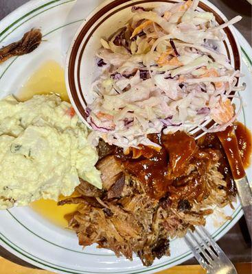 Pulled Pork Plate with Coleslaw and Potato Salad