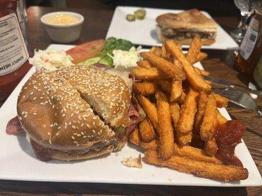 Turkey Burger Deluxe with sweet potato fries