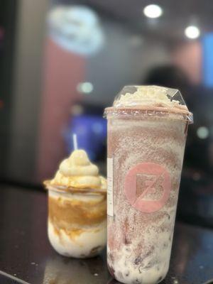 Dalgona coffee ice cream and Milky Red Bean (milk frosty)