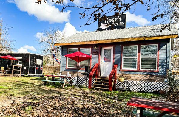 From picnic tables. They also have a small stage for live music