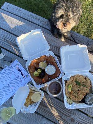 Cheese curds, soft pretzel, and Jagerschnitzel