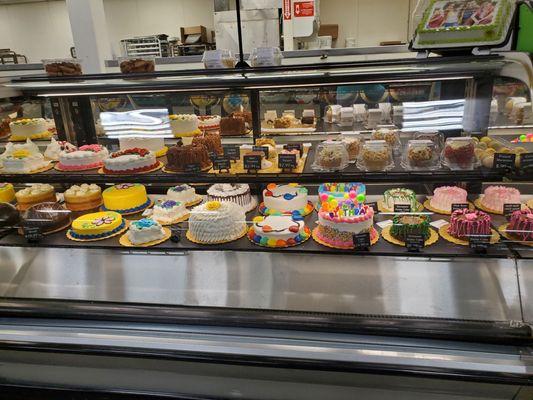 Cakes/Bakery display case.