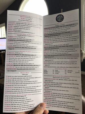 Full menu that isn't shown here